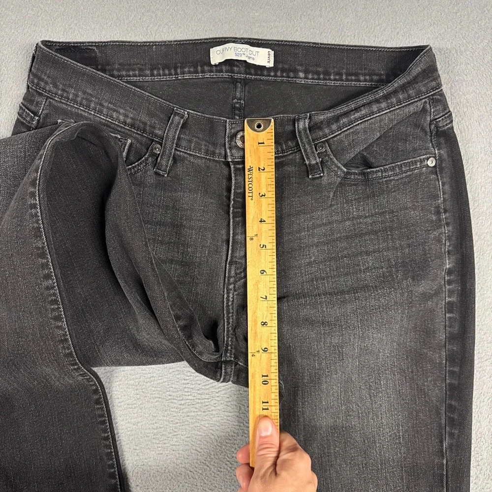 Levis Jeans Women 12 Black 529 Curvy Boot Cut Faded Mid Rise Stretch Denim